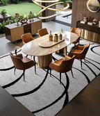 YIHOUSE Modern Rugs for Living Room, 8x10 Washable Black and White Area Rug, Thin Abstract Geometric Striped Rug, Area Rug for Bedroom,Kitchen,Dining Room,Office