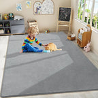 Amearea Large Modern Area Rugs for Bedroom Living Room, 8x10 Feet Grey Thickened Memory Foam Rug, Fluffy Indoor Washable Rugs Non Slip Minimalist Carpet for Boys Girls Dorm Nursery Room Decor