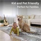 Bloom Rugs Washable Non-Slip 6' x 9' Rug - Charcoal/Brown Traditional Medallion Area Rug for Living Room, Bedroom, Dining Room, and Kitchen - Exact Size: 6' x 9'