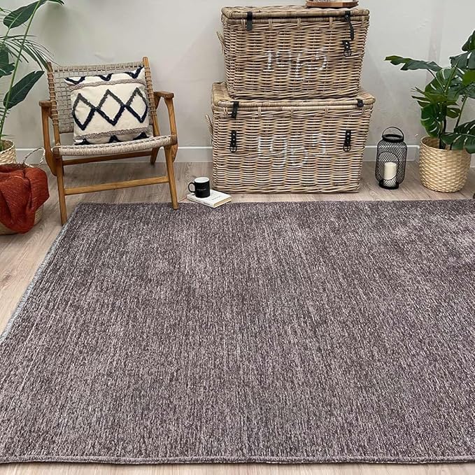 Alfa Rich 3x5 Dark Gray Washable Area Rugs for Living Room Bedroom Kitchen Cotton Decor Solid Runner