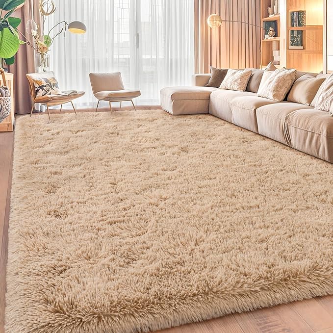 Area Rugs for Living Room, Soft Shaggy Carpets for Living Room, Fuzzy Rugs for Kids' Room, Perfect Decor for Modern Home Camel 8x10 Feet