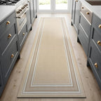 Beverly Rug Non Slip Area Rugs 2x5 Modern Bordered Non Skid Rubber Backing Soft Runner Rug for Living Dining Room Easy to Clean Non Shedding Kitchen Bedroom Indoor Carpet 2 x 5 Beige