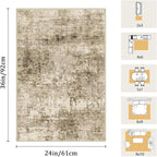 2x3 Machine Washable Area Rug for Entryway, Brown Modern Vintage Abstract Rug Non-Slip Low Pile Soft Faux Wool Small Carpet, Kids and Pets Friendly for Bedroom Kitchen Hallway Home Decor Rug