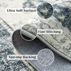 jinchan Kelda Runner Rug 3x10 Washable Rug Soft Hallway Runner Indoor Vintage Print Floor Cover Retro Distressed Lightweight Non-Slip Thin Carpet for Bathroom Kitchen Living Room Bedroom Grey