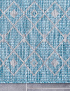 Unique Loom Outdoor Trellis Collection Area Rug - Tribal Trellis (5' 3" Square, Aqua/ Ivory)