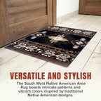 YHSF South West Native American Area Rug C318 - Easy Clean, Thick, Soft, Durable Native Tribal American Indian Inspired Rug for Bedroom/Living Room and More - Black, 5 Feet x 7 Feet