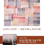 YIHOUSE Cream Retro Rugs 6x9,Blue and Red Vintage Washable Carpets for Living Room,Farmhouse Abstract Area Rug,Unique Checkered Block Rug for Bedroom,Dining Room,Office