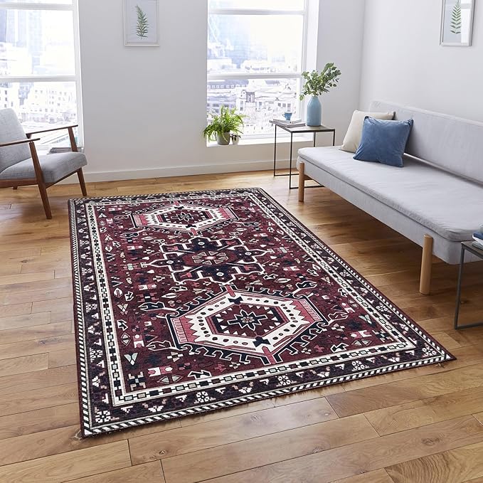 Fame Living Washable Area Rug. Modern Farmhouse. Vintage. Turkish. Bohemian. Distressed. Oriental. Traditional. Rugs for Living Room. Dining. Bedroom. Office. Entryway. Foyer. (851RR, 7'5" x 9'8")