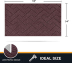 PURRUGS Dirt Trapping Door Mat 34" x 59", Non-Slip Machine Washable Entry Rug, Shoe Scraper, Dog Doormat, Super Absorbent Welcome Mat for Front & Back Door, Muddy Wet Shoes & Paws, Burgundy Red