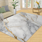 5x6 Abstract Marble Rugs for Office - White-Marble Living Room Carpet, Modern Luxury Bedroom Area Rug Kids Low Pile Rug for Indoor Outdoor Hardwood Floors Home Decor