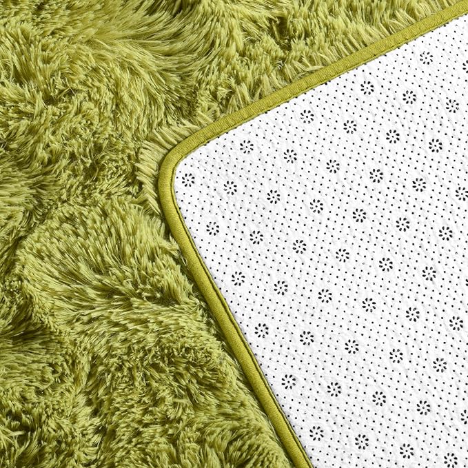 Large Shag Area Rugs 5 x 8, Plush Fuzzy Rugs for Living Room, Ultra Soft Fluffy Furry Rug for Bedroom, Indoor Carpet Nursery Rugs for Kids Room Home Decor, Green