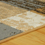 SUPERIOR Indoor Runner Rug, Jute Backed, Modern Geometric Patchwork Floor Decor for Bedroom, Office, Living Room, Entryway, Hardwood Floors, Rockwood Collection, 2' 7" x 10', Light Blue-Beige