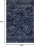 Wonnitar Moroccan Washable 6x9 Rug, Blue Large Living Room Area Rug, Non-Slip Boho Soft Rug for Bedroom, Non-Shedding Ultra-Thin Geometric Carpet for Dining Room Kitchen Basement (Blue,6'x9')