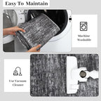 RUGSREAL Small Area Rug 2x3 Entryway Mat with Rubber Backing Stain Resistant Throw Carpet Modern Solid Color Bath Mat Contempowary Washable Rug for Living Room Bedroom Dining Room Kitchen, Dark Grey