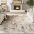 Fmfunctex 8x10 Washable Abstract Area Rug Brown Grey Neutral Modern Large Non Slip Carpet for Living Room Bedroom Soft Low Pile Indoor Mat Accent Throw Rug for Dining Kitchen Office Nursery, Grey Gold