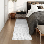 Lahome Moroccan Runner Rug for Hallway - 2x4 Rug Washable Non-Slip Small Carpet Runner Lightweight Throw Rubber Back Bath Carpet, Geometric Print Mat for Kitchen Entryway Bedroom (White, 2'x4')