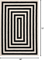 Abani Contemporary Black & Ivory 4' x 6' Area Rug, Contrasting Geometric Modern Stripe Symmetrical Living Room Carpet Rugs