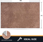 PURRUGS Easy Care Area Rug 4ft x 6ft, Non-Slip Machine Washable Entryway Rug, Dog Door Mat, Stain Resistant Accent Rug for Hallway, Living Room, Bedroom and Mudroom, Brown-Light Cream