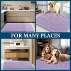 OLANLY Dog Door Mat for Muddy Paws 47x32, Absorbs Moisture and Dirt, Absorbent Non-Slip Washable Doormat, Quick Dry Chenille Mud Mat for Dogs, Entry Indoor Entryway Carpet for Inside Floor, Lavender
