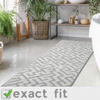 21ft Runner Rug by Custom Size - Deco Grey | Non-Slip Rubber Backed | Washable & Pet Friendly | Edge Bound