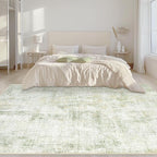 Area Rugs 6x9 Living Room: Washable Rug Modern Abstract Large Rugs Soft Non Slip Neutral Rug Stain Resistant Indoor Carpet for Bedroom Kitchen Dining Room Nursery Home Office Rugs(Green Brown,6'x9')