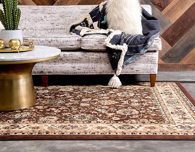Unique Loom Sialk Hill Collection Area Rug - Washington (4' 1" x 6' 1" Rectangle Brown/Black)