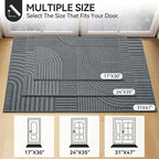 Front Door Mat 31''x47'', Absorbent Muddy Dirt Resist Washable Non Slip Low-Profile Indoor Doormat, Easy Clean Welcome Entryway Door Mats, Grey