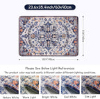 Lahome Bohemian Floral Medallion Area Rug - 2x3 Blue Small Kitchen Rug Machine Washable Front Door Rug, Soft Non Slip Indoor Floor Throw Carept for Bedroom Bathroom Mud Room Entry Way