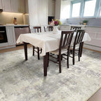Washable Area Rugs for Living Room 9x12 - Large Neutral Modern Abstract Rug, Soft Low Pile Carpet with Non Slip Backing for Under Dining Room Table, Bedroom, Home, Office, Dorm - Brown Grey