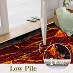 Visual Illusion Lava Area Rug, 3x4ft, 3D Red Flame Volcanic Rock Carpet for Living Room, Fade Resistant Absorbent Floor Mat, No Crease Foldable Soft Low Pile Rugs for Bedside Hallway
