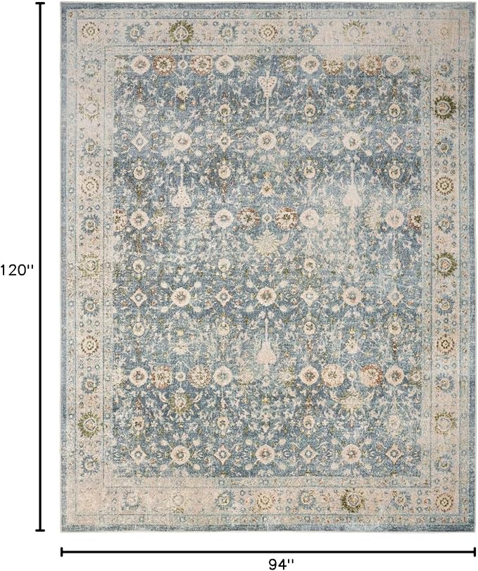Nourison Home Astra Machine Washable 8' x 10' Teal Beige Area Rug