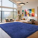 Blue Fluffy Rug Shaggy Area Rug, 9x12 Area Rugs for Girls Bedroom, Big Soft Shaggy Bedside Non-Slip Plush Dorm Nursery Kids Carpet Home Decor Aesthetic