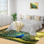Peacock Rug 6x8-6x8 Rug, Wonderful Peacock Area Rugs for Bedroom, Nature Rugs for Living Room, Modern Style Washable Mat, Aesthetics Carpet - Peafowl Home Decor & Gifts