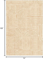 6x9 Area Rug for Living Room - Large Abstract Washable Rugs for Bedroom Non-Slip Orange Dining Room Rug Rainbow Low-Pile Carpet Soft Modern Rug for Office Nursery Room