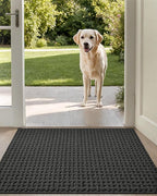 DEXI Front Entryway Door Mat Non Slip 36x60, Washable Entry Way Mats Inside Entrance Low Profile, Welcome Doormat Dirt Trapper for House Floor Home Porter Hall Backdoor Area, Dark Grey