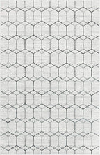 Rugs.com Lattice Trellis Collection Rug – 5' x 8' White Low-Pile Rug Perfect for Living Rooms, Large Dining Rooms, Open Floorplans