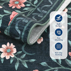 GarveeHome 8x10 Area Rugs for Living Room Washable Rugs Non Slip Stain Resistant Bedroom Floral Rugs Low Pile Soft Dining Room Throw Carpet Black Bow Large Carpet for Home Office Decor, 8x10