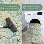 Morebes Boho Washable Area Rugs 8x10 Non Slip, Soft Floral Nursery Rug Girl Bedroom, Ultra-Thin Vintage Distressed Carpet for Living Room Dorm Aprtment, Green/Pink