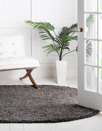 Unique Loom Solid Shag Collection Area Rug (3' 3" x 5' 3" Oval, Graphite Gray)
