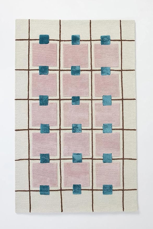 Greer Wool Area Rug - Chic Hand-Tufted Mauve, Blue, and Beige Design for Stylish Home Decor (7x11 Ft)