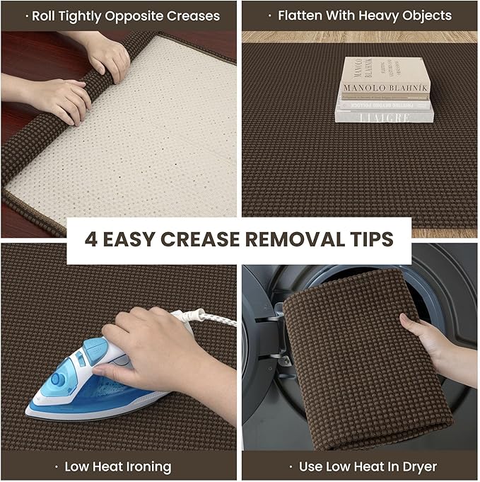 IOHOUZE Washable Area Rug 6x9 Non Slip Rubber Backed Rugs for Living Room, Dining Room Rugs Bedroom Rug, Woven Indoor Floor Carpet for Living Room Nursery Office, Brown