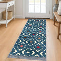 KILOCOCO Kitchen Runner Rug Washable Runner Rug Soft Hallway Runners Non Slip Printed Distressed Laundry Room Rugs, Low-Pile Runners for Entryway/Bedroom/Kitchen/Living Room, 2x5 Teal/Blue