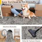 6x9 Washable Vintage Area Rug Black Grey Living Room Bedroom Carpet Non-Slip Soft Low Pile Distressed Indoor Throw Rug for Dining Room Entryway Office