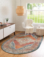 Unique Loom Isabella Collection Area Rug - Rossellini (4' 1" x 6' 1" Oval, Rust Red/ Beige)