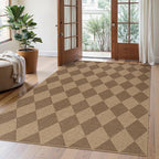 Lahome Checkered Easy Jute Indoor Outdoor Rug, 5x7 Area Rugs for Living Room Nature Large Dining Room Carpet, Washable Non Slip Indoor Outdoor Carpet for Home Office Bedroom Backyard Patio