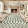 LIVEBOX 10x14 Area Rugs for Living Room, Checkered Non-Slip Washable Rugs, Farmhouse Neutral Classic Geometric Pattern Large Boys Area Rug for Bedroom, Carpet for Dining Room Office (Green,10'x14')