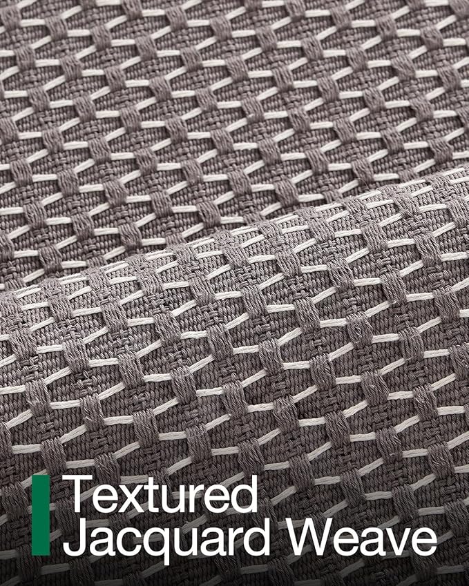 LUMI Indoor Area Rugs, Non-Slip Low Profile Checkered Inside Rug, Comfort Weave Grid Pattern Floor Rug, 5'x8'