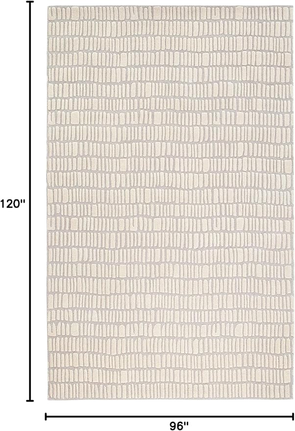 Dash and Albert Roark Wool Area Rug - 7.5 X 9.5 Ivory Geometric Hand Tufted Accent Rug - Durable, High Traffic Areas Hallway, Living Room, Stairs - Premium Luxury Hotel Quality Soft Breathable