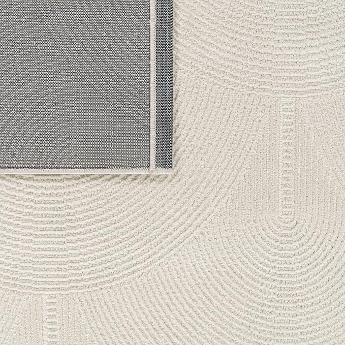 Paco Home Modern Area Rug with Minimalist Arched Lines in Neutral Cream, Size: 4' x 5'3"