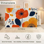 Boho Orange Flowers Autumn Carpet for Living Room, 3x5 Non-Slip Washable Low Pile Abstract Design Rug, Space Saving Area Rug for Bedroom, Dining Room